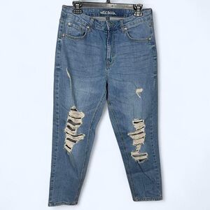 Blue Straight Leg Mom Jeans Wild Fable